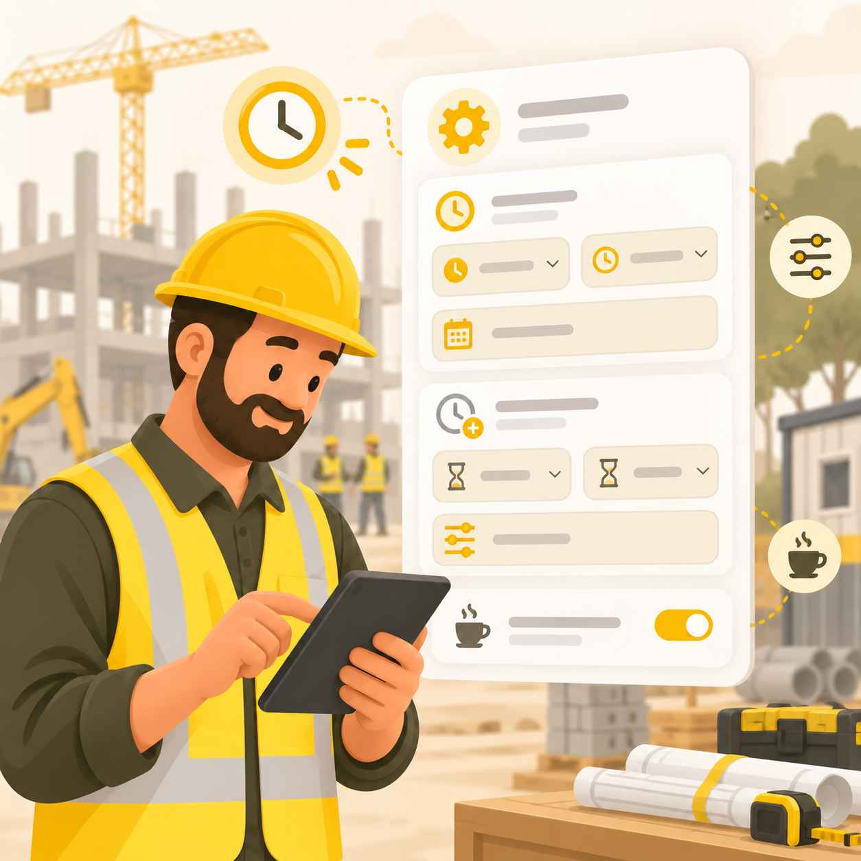 Construction site settings dashboard